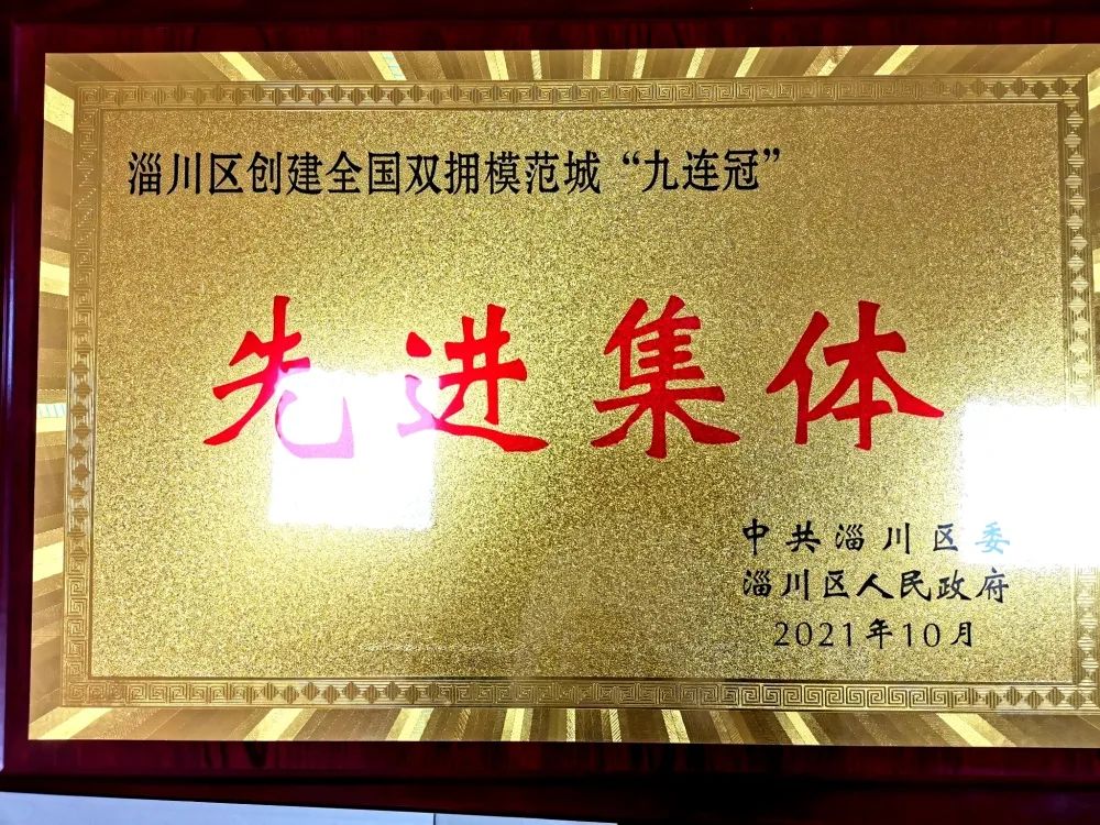 重山集團(tuán)榮獲淄川區(qū)創(chuàng)建全國雙擁模范城“九連冠”先進(jìn)集體榮譽(yù)稱號